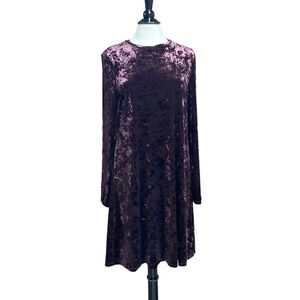 Suite 7 Burgundy Velour Long Sleeve Dress Size 14 NWOT